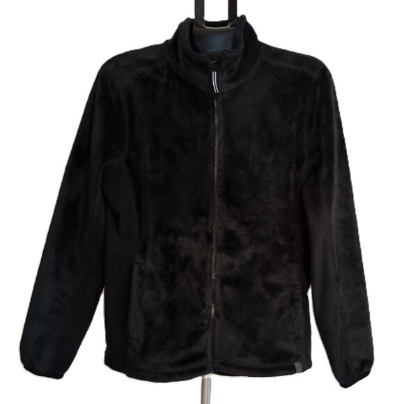 L.L. BEAN Full Zip Sherpa Micro Fleece Black Jacket Coat 504678 Women's Size M - Picture 1 of 15